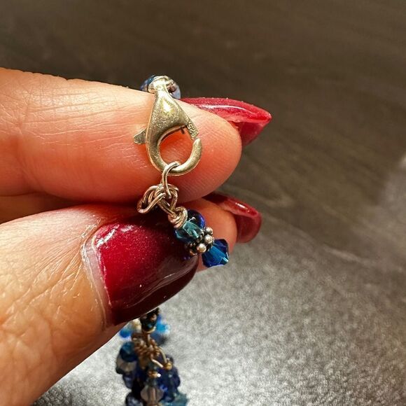 Vintage blue hand-blown glass and sterling silver bracelet, pendant bundle! - Picture 11 of 16